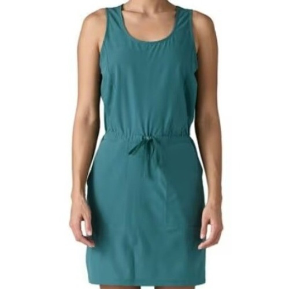 PATAGONIA NWT Women's XL Teal Wetland Blue Sleeveless Drawstring Fleetwith Dress